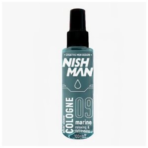 Одеколон после бритья NISHMAN 09 MARINE парфюмированный аромат (не стойкий) успокаивающий и освежающий, ускоряет заживление микроранок), 100 мл