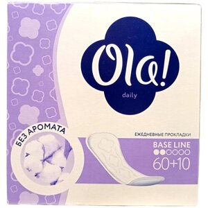 Ola! прокладки ежедневные Daily, без аромата, 2 капли, 60+10 шт