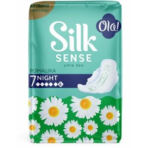 Ola! прокладки Silk Sense Ultra Night Ромашка, 6 капель, 7 шт., белый