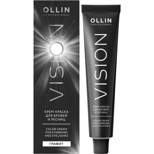 OLLIN Professional крем-краска Vision для бровей и ресниц 20мл, графит, 20 мл, 20 г, 1 уп.