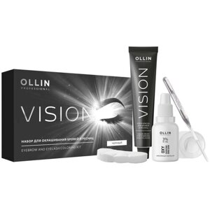 OLLIN Professional Набор для окрашивания бровей и ресниц Vision, черный, 0.85 г, 1 уп.