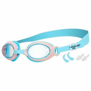 ONLYTOP Очки для плавания детские + беруши и набор носовых перемычек, цвет голубой/розовый