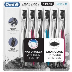 Oral-B Charcoal набор угольных зубных щеток, MED (6 шт)