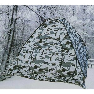 Палатка зимняя-восьмерка утепленная 2*2*1,7 метра автомат цвет Камуфляж зимний белый
