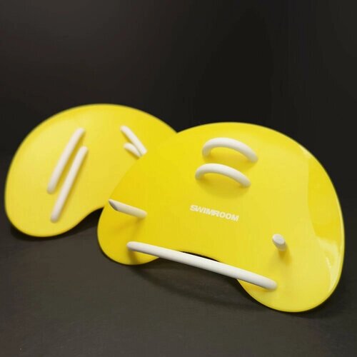 Пальчиковые лопатки для плавания SwimRoom "Finger Paddles", цвет желтый с белым