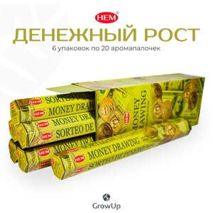 Палочки ароматические благовония HEM ХЕМ Денежный рост Money drawing, 6 упаковок, 120 шт