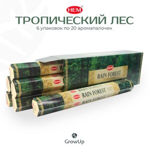 Палочки ароматические благовония HEM ХЕМ Тропический дождливый лес Rain Forest, 6 упаковок, 120 шт
