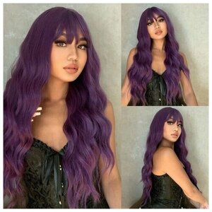 Парик длинный фиолетовый с волнистыми волосами
