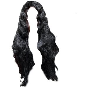Парик карнавальный искусственный волос волнистый длинный 55 см цвет черный без челки