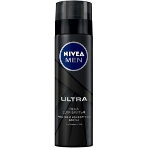 Пена для бритья Ultra с активным углем Nivea, 200 г, 200 мл