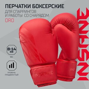 Перчатки боксерские для бокса INSANE ORO IN23-BG400, ПУ, красный, 8 oz