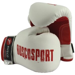 Перчатки боксерские RuscoSport бело-красный 10 oz (унций)