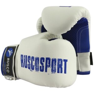 Перчатки боксерские RuscoSport бело-синий 10 oz (унций)