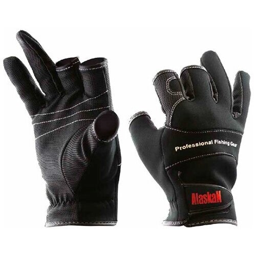 Перчатки спиннингиста Alaskan трехпалые XL (26-26.5) черные
