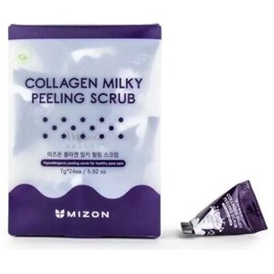 Пилинг-скраб MIZON Молочный с коллагеном Collagen Milky Peeling Scrub, 24 х 7 г