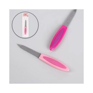 Пилка металлическая для ногтей, прорезиненная ручка, 12 см, цвет микс, Queen fair