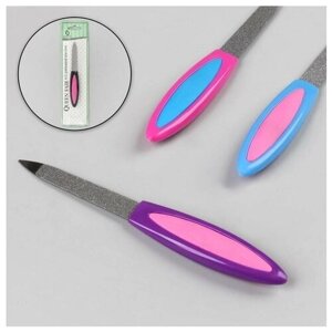 Пилка металлическая для ногтей, прорезиненная ручка, 12 см, цвет микс