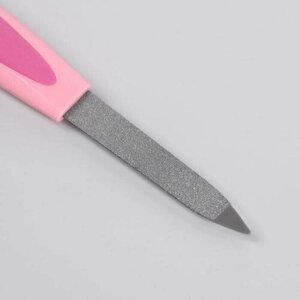 Пилка металлическая для ногтей, прорезиненная ручка, 12 см, на блистере, цвет
