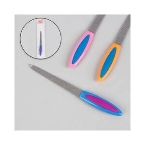 Пилка металлическая для ногтей, прорезиненная ручка, 15 см, цвет микс, Queen fair