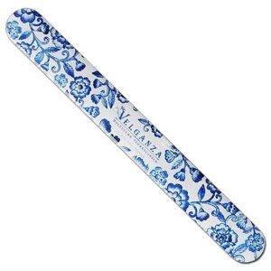 Пилка стеклянная Velganza с эффектом ламинирования ногтей, длина 12 см, синие цветы