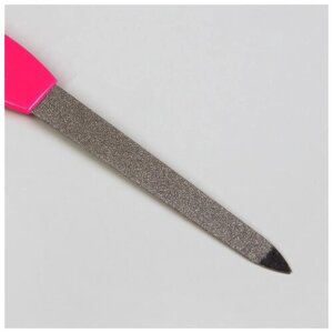Пилка-триммер металлическая для ногтей, фигурная ручка, 17 см, цвет микс