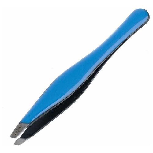 Пинцет скошенный с округлой ручкой голубой (эмаль) D-104-V-5311-blue