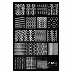 Пластина для стемпинга ANGE №020 узоры для маникюра, декора и дизайна ногтей, геометрия