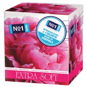 Платочки Bella №1 косметические двухслойные Extra Soft Пиония, 80 листов, красный