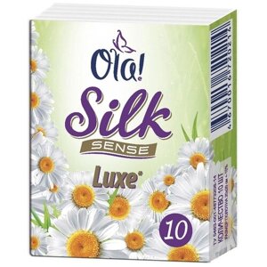 Платочки Ola! Silk Sense Luxe Compact аромат ромашка, 10 листов, 1 пачка, зеленый