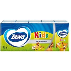 Платочки Zewa Kids, 10 листов, 10 пачек, белый