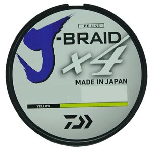 Плетеный шнур DAIWA J-Braid X4 d=0.33 мм, 135 м, 22.4 кг, yellow, 1 шт.