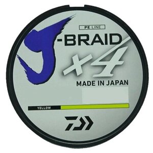 Плетеный шнур DAIWA J-Braid X4 d=0.33 мм, 270 м, 22.4 кг, yellow, 1 шт.