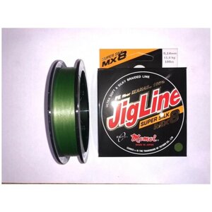 Плетеный шнур JigLine MX8 Super Silk 0,14 мм, 11 кг, 100 м, зеленый