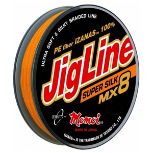 Плетеный шнур Jigline MX8 Super Silk 100 м, 0,10 мм, оранжевый
