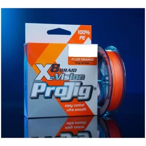 Плетеный шнур ProJig X8-Vision 0,12 мм, тест 9,0 кг, длина 100 м, цвет оранжевый