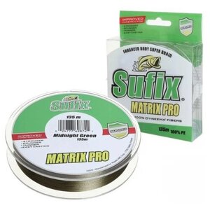 Плетеный шнур Sufix Matrix Pro d=0.35 мм, 135 м, 36 кг, зелeный, 1 шт.