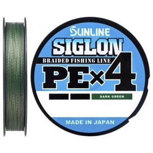 Плетеный шнур Sunline Siglon PEx4 d=0.076 мм, 150 м, 1.6 кг, dark green, 1 шт.