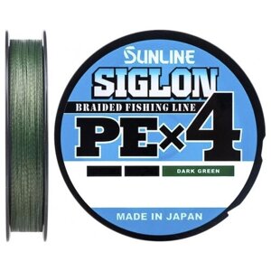 Плетеный шнур Sunline Siglon PEx4 d=0.132 мм, 150 м, 4.5 кг, dark green, 1 шт.