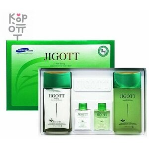Подарочный набор для мужчин Jigott "Well-Being Greentea Skin Care 2 set" с экстрактом зеленого чая (тонер, эмульсия)