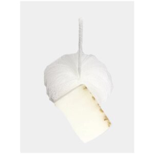 Подарочный набор мочалка шар белый с мылом ручной работы "Козье молоко"