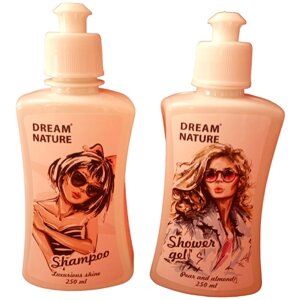Подарочный набор женский "DREAM NATURE gift set"шампунь (ослабленные, поврежденные волосы) и гель (груша, миндаль), 250 мл