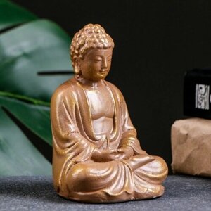 Подставка для благовоний "Будда сидит" коричневое золото, 12см