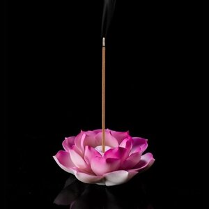 Подставка для благовоний из керамики "Цветок Лотоса" розовый, керамика