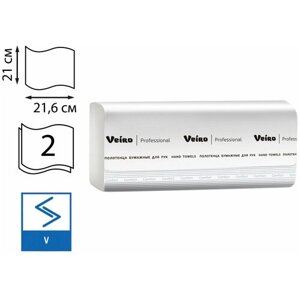 Полотенца бумажные 200 шт., VEIRO (Система H3) COMFORT, 2-слойные, белые, комплект 20 пачек, 2121,6, V-сложение, KV205
