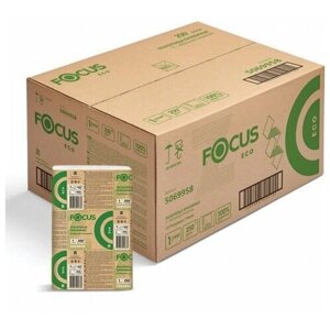 Полотенца бумажные 250 шт. FOCUS (Система H2) Eco, 1-слойные, белые, комплект 12 пачек, 24х21,5, Z-сложение, 5069958/5044994