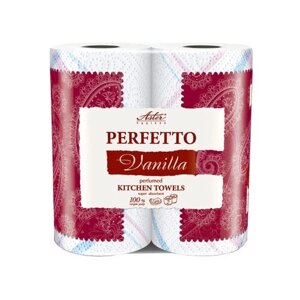 Полотенца бумажные Aster Perfetto Vanilla белые с рисунком ароматизированные трёхслойные 2 рул.