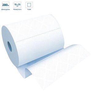 Полотенца бумажные для держателя 1-слойные OfficeClean, рулонные, белые, 6 рул/уп (262647)