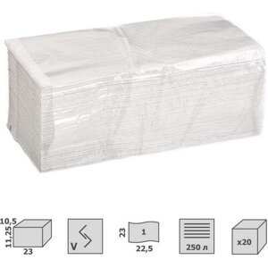 Полотенца бумажные для держателя 1-слойные Vita, листовые V-сложения, 20 пачек по 250 листов (NV-250W1)