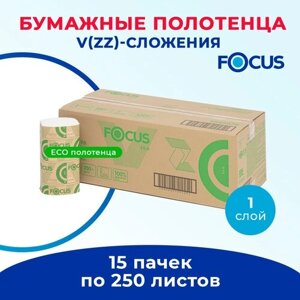 Полотенца бумажные Eco V (ZZ)-сложения 1 слой 15 пачек по 250 л, 23х20.5, Focus Eco 5049978