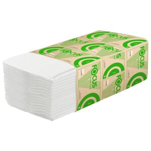 Полотенца бумажные Focus ECO mini V-сложения белые однослойные 5049975, 15 уп. 15 шт. 200 лист., белый, без запаха 20.5 х 23 см